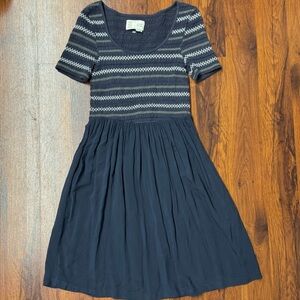 Anthropologie Saturday Sunday Gray White Fit and Flare Dress